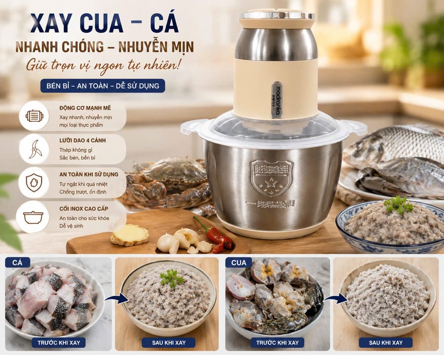 Xay cua và cá nhuyễn mịn, giữ trọn vị ngon tự nhiên