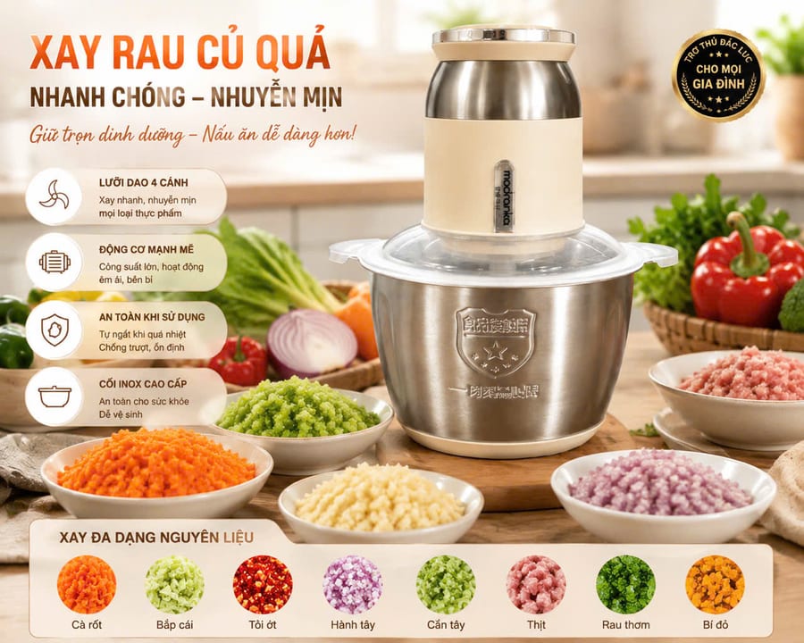 Xay rau củ quả: cà rốt, bắp cải, hành tây, cần tây, bí đỏ