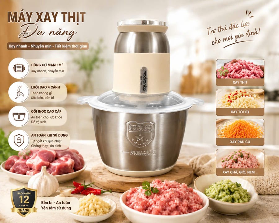 Máy xay thịt đa năng – xay thịt, tỏi ớt, rau củ, chả giò nem
